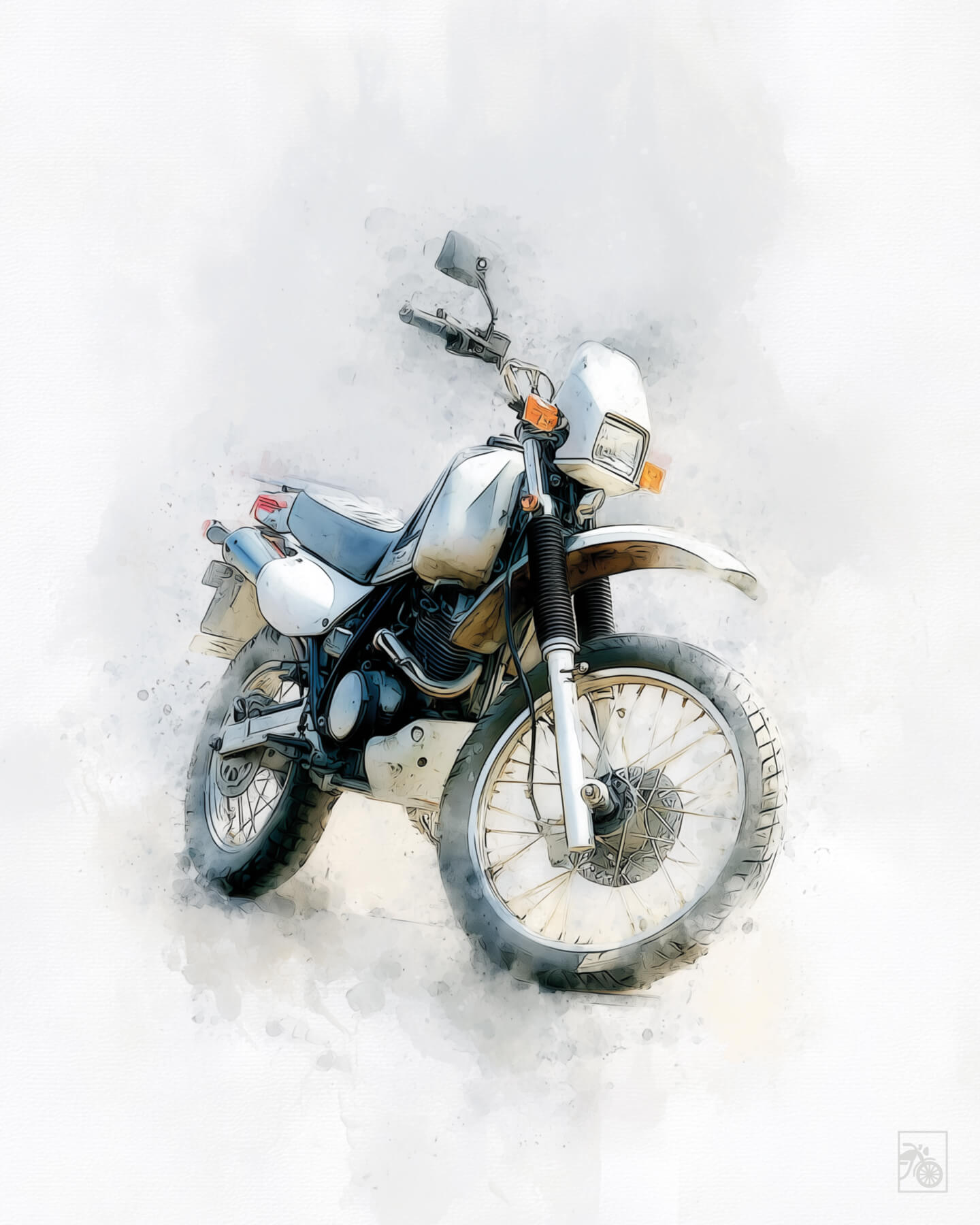 Affiche moto Honda Africa Twin XRV750 aquarelle fond minimaliste