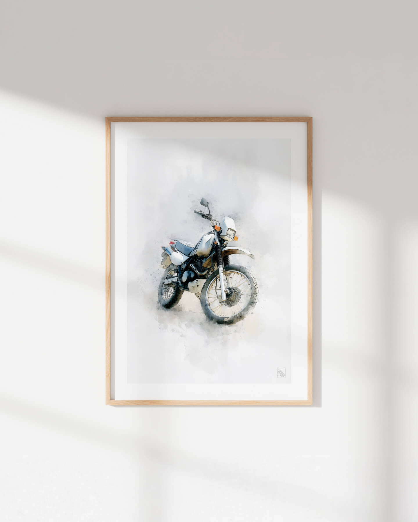 Affiche moto Honda Africa Twin XRV750 aquarelle fond minimaliste