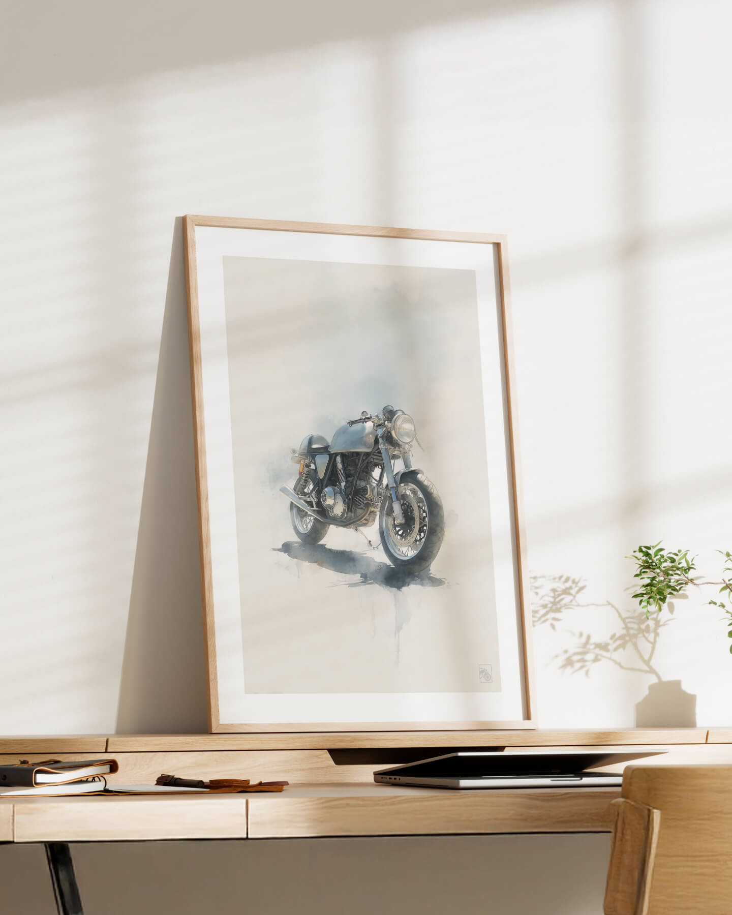 Affiche moto Ducati Sport Classic aquarelle fond minimaliste
