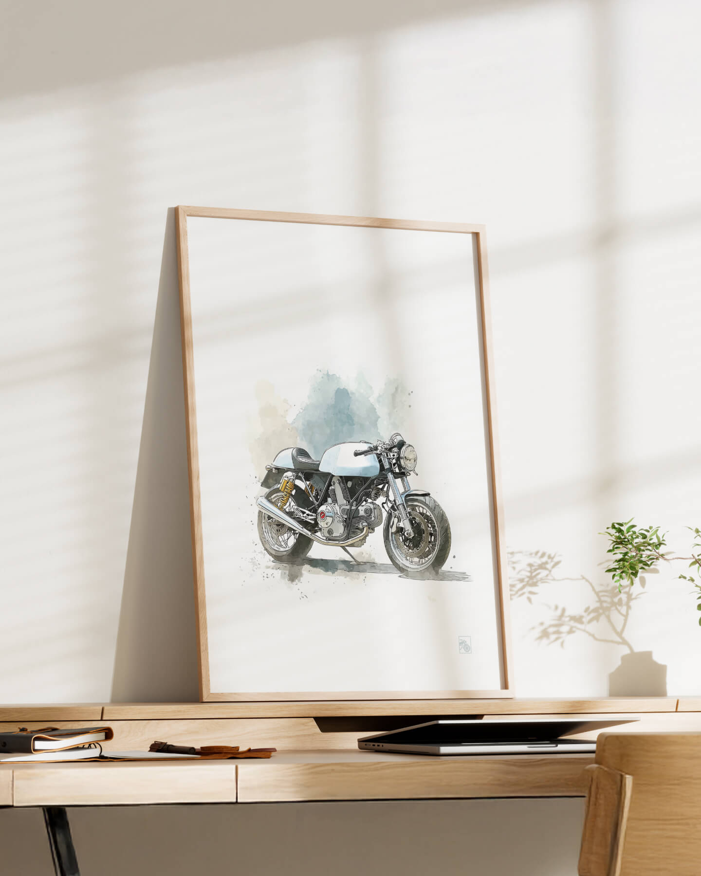 Affiche moto Ducati Sport Classic aquarelle fond blanc