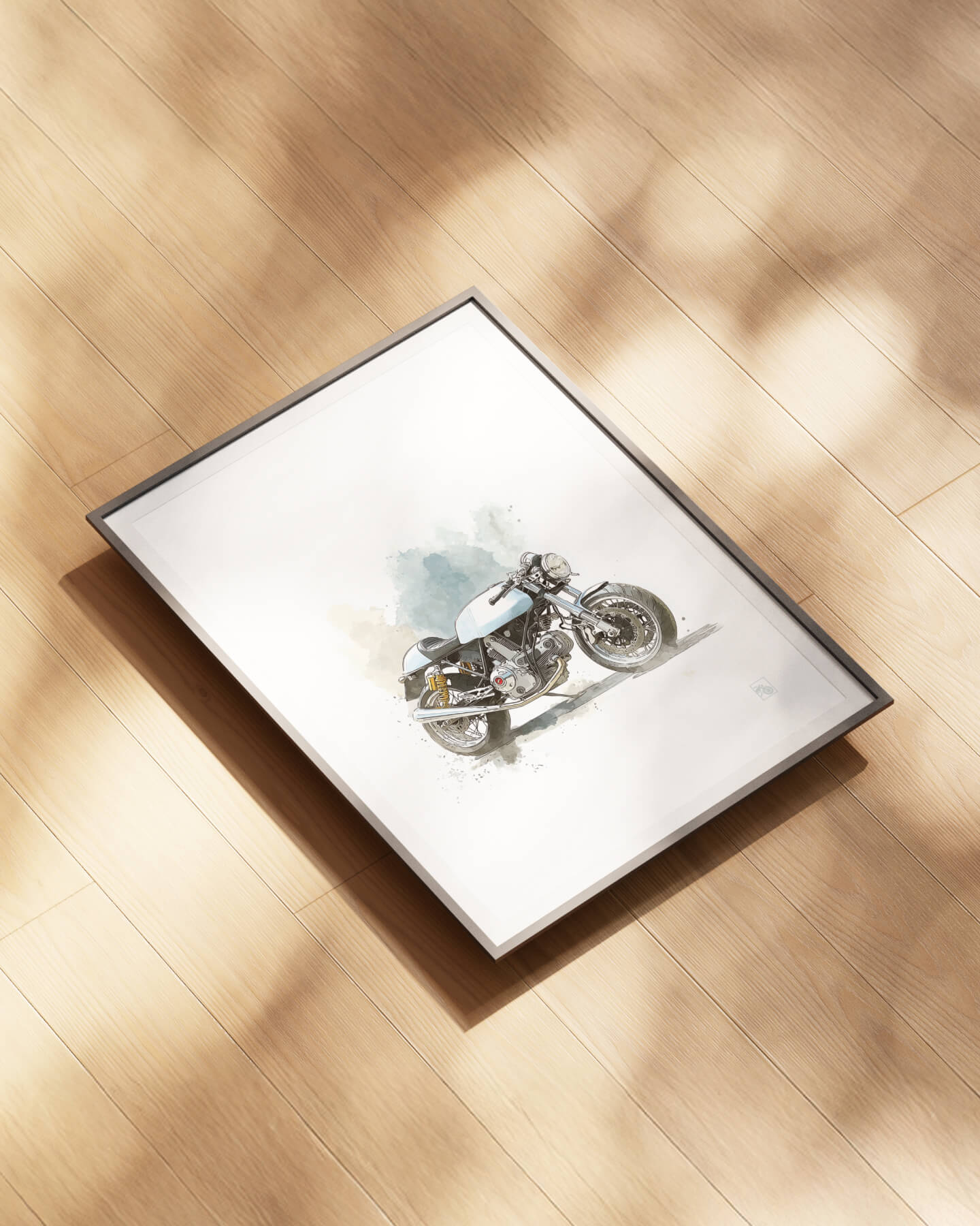 Affiche moto Ducati Sport Classic aquarelle fond blanc