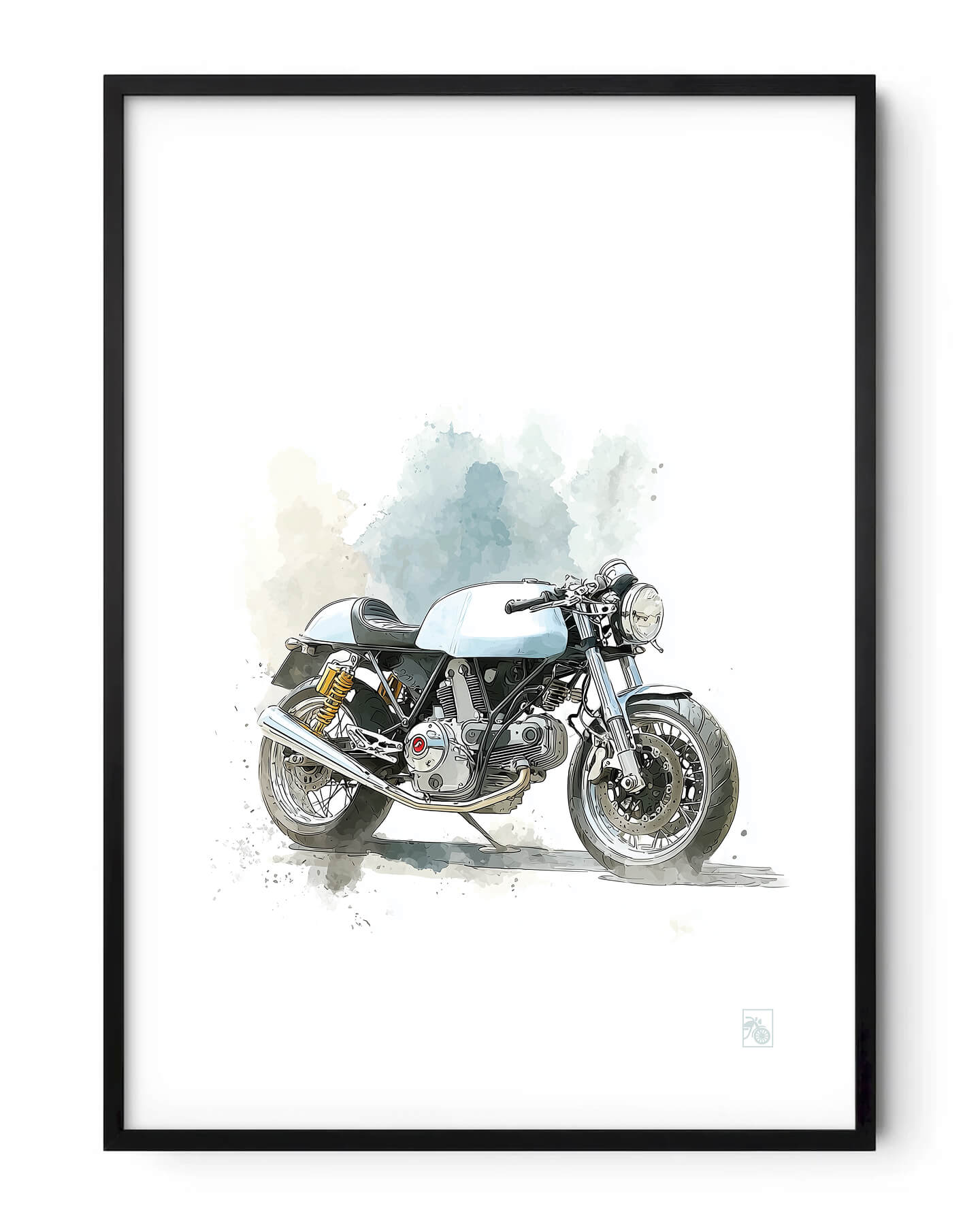Affiche moto Ducati Sport Classic aquarelle fond blanc