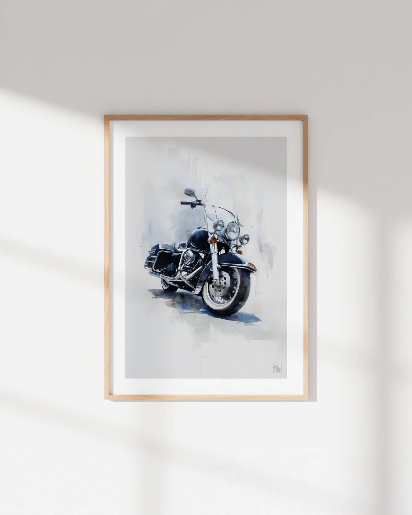 Affiche moto Harley-Davidson Road King aquarelle fond clair
