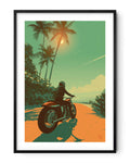 Affiche moto Harley-Davidson Shovelhead illustration route côtière