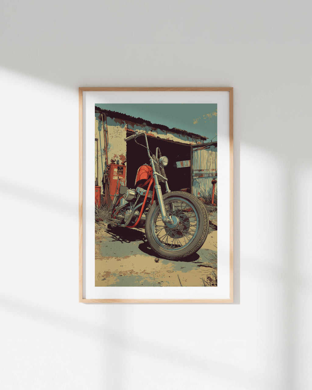Affiche moto Harley-Davidson Shovelhead illustration vintage garage