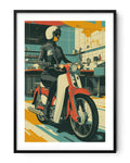 Affiche moto Honda Super Cub C100 Art Deco café racer London