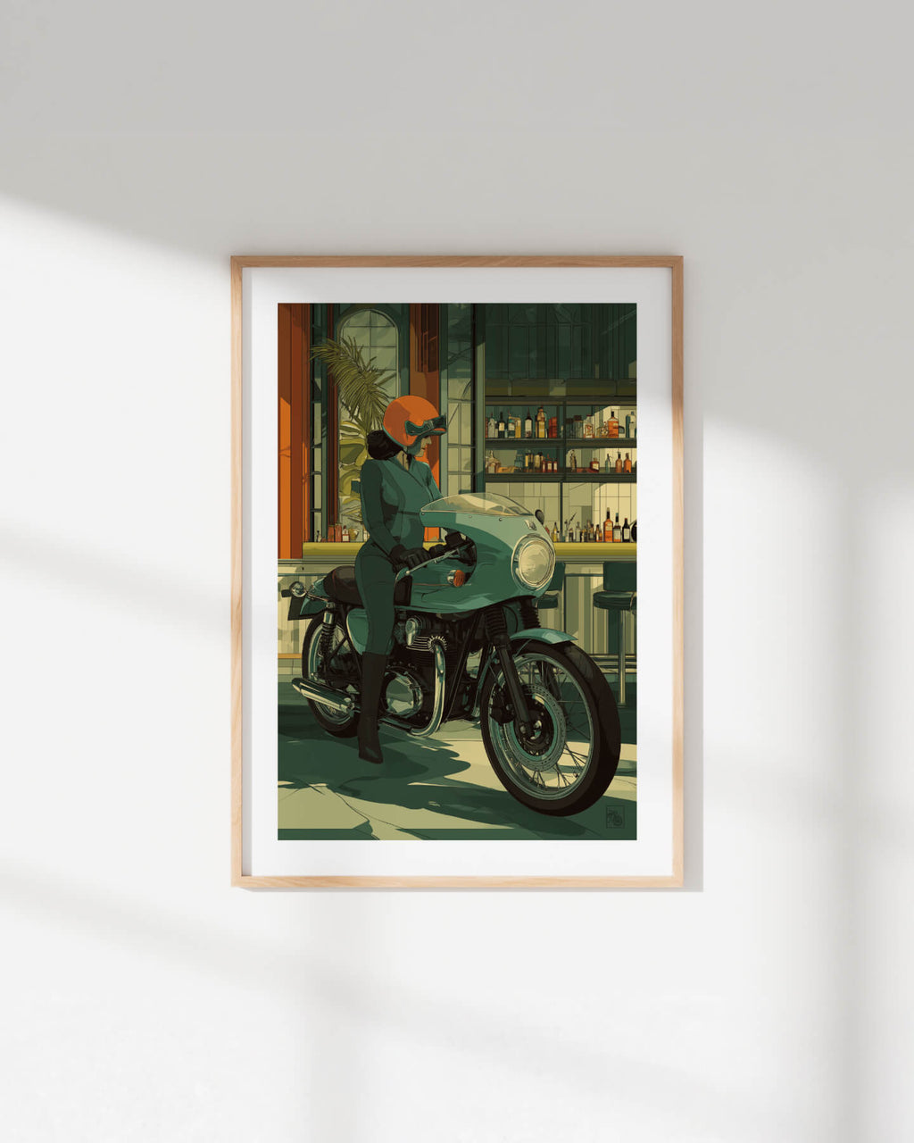 Affiche moto Kawasaki W800 Art Deco café racer London