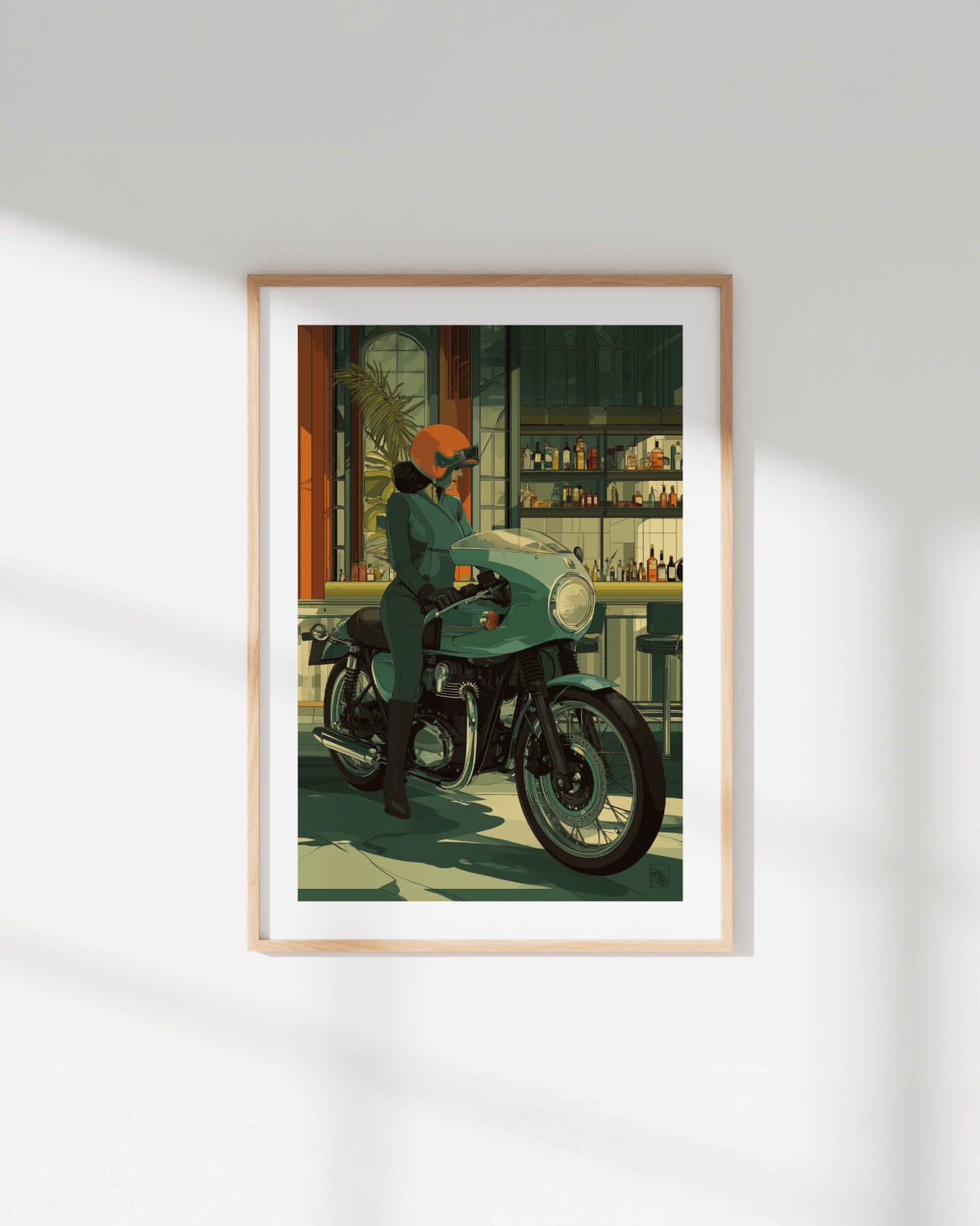 Affiche moto Kawasaki W800 Art Deco café racer London