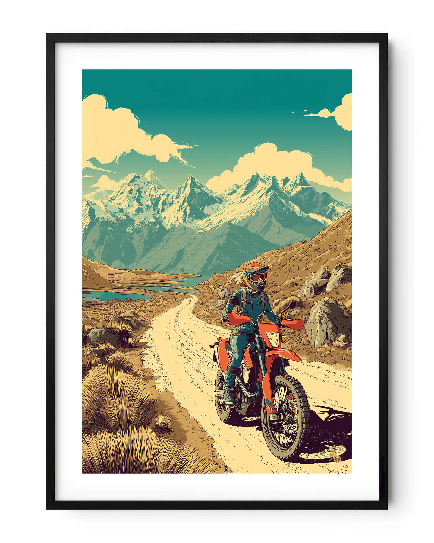 Affiche moto KTM 690 Enduro R rétro Carretera Austral Chili Front