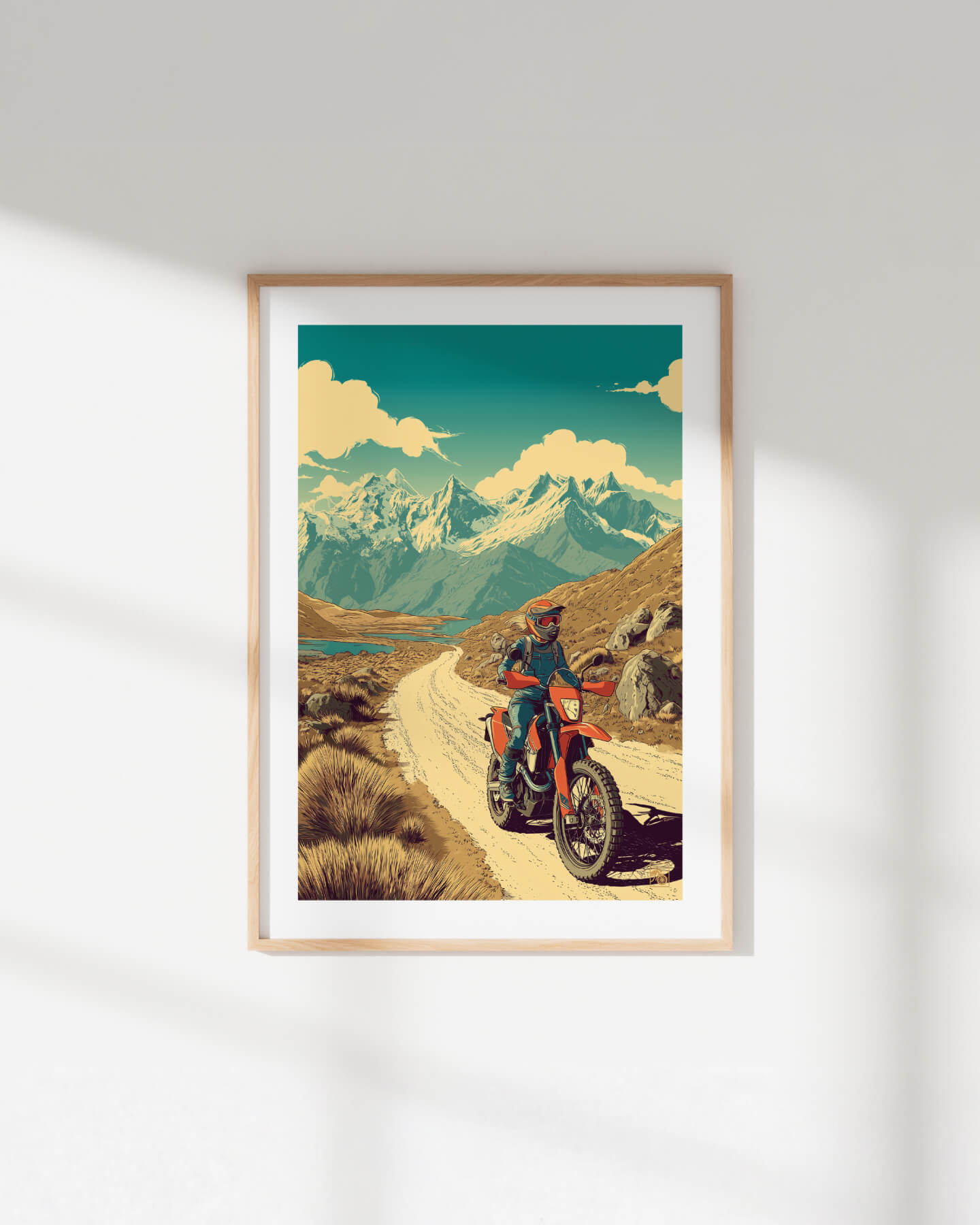 Affiche moto KTM 690 Enduro R rétro Carretera Austral Chili Front