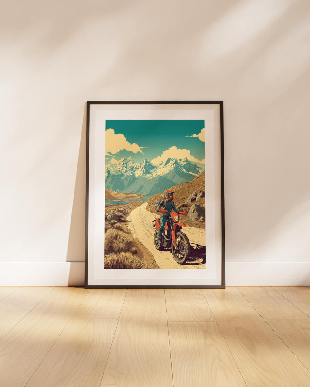 Affiche moto KTM 690 Enduro R rétro Carretera Austral Chili Front