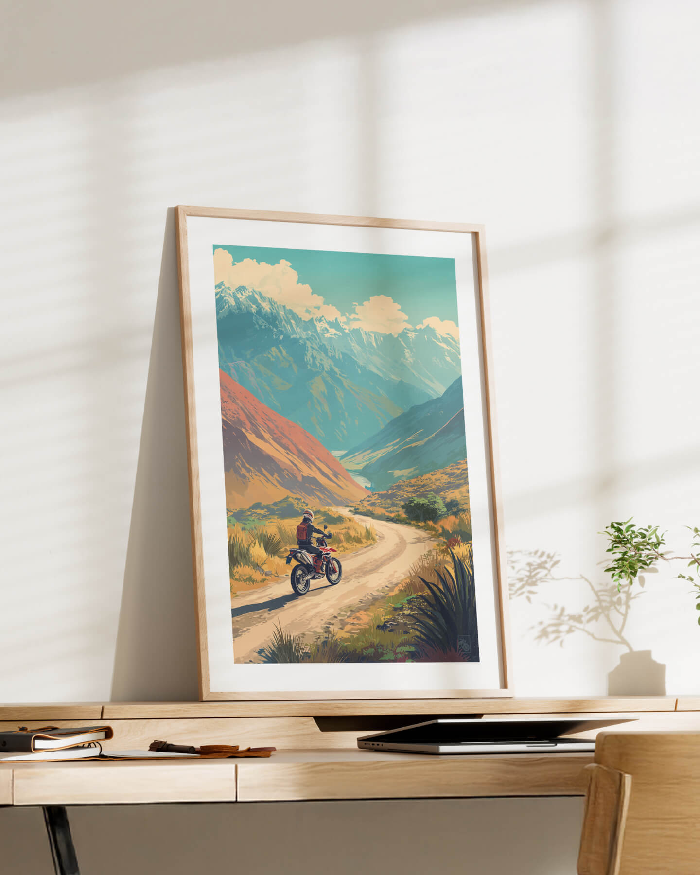 Affiche moto KTM 690 Enduro R style rétro Carretera Austral Chili Side