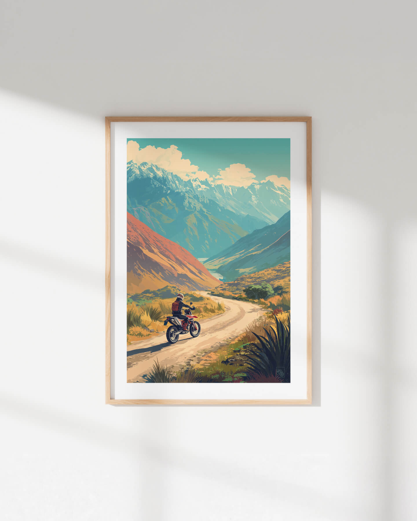 Affiche moto KTM 690 Enduro R style rétro Carretera Austral Chili Side