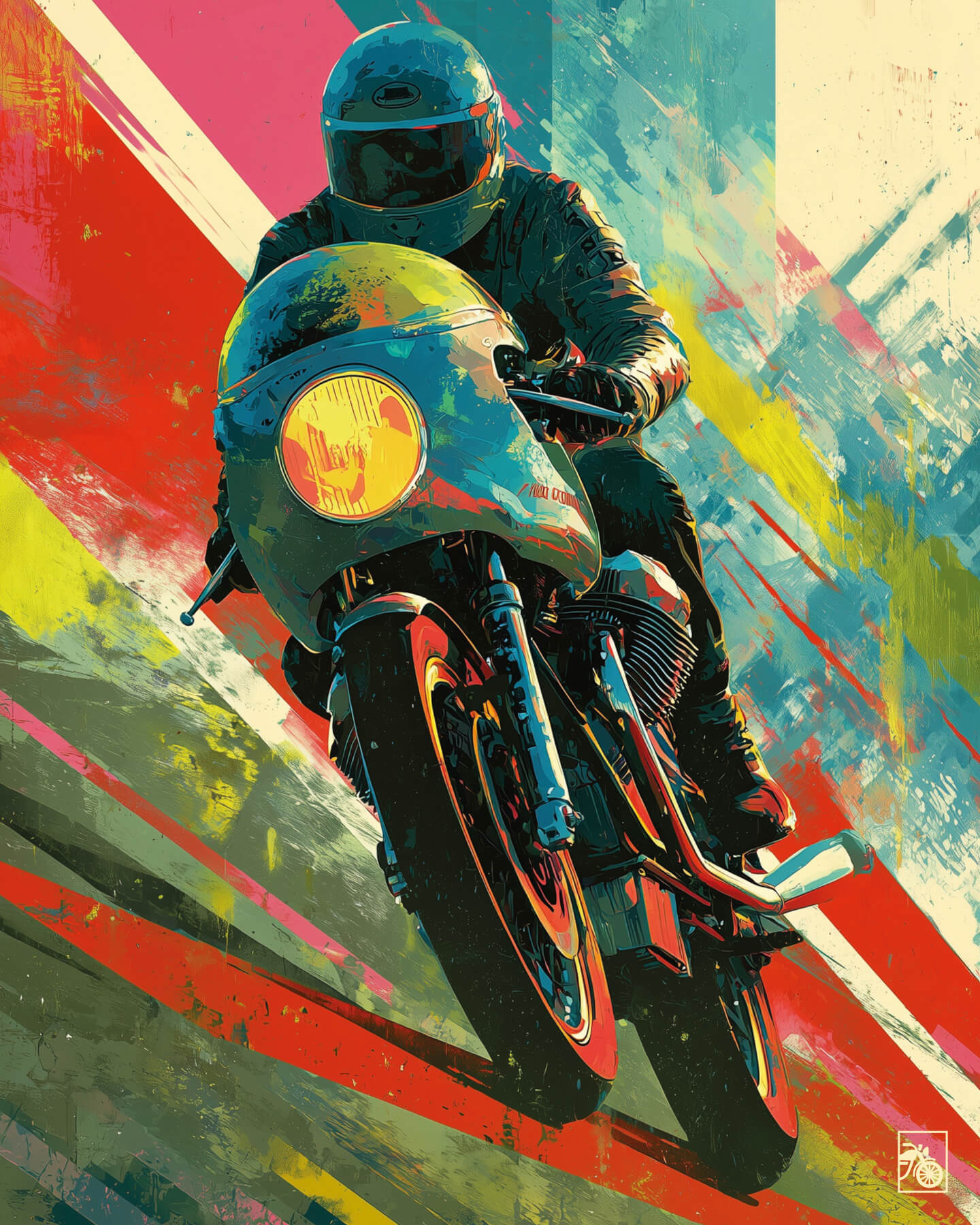 Affiche moto Moto Guzzi Le Mans graffiti street art dragstrip