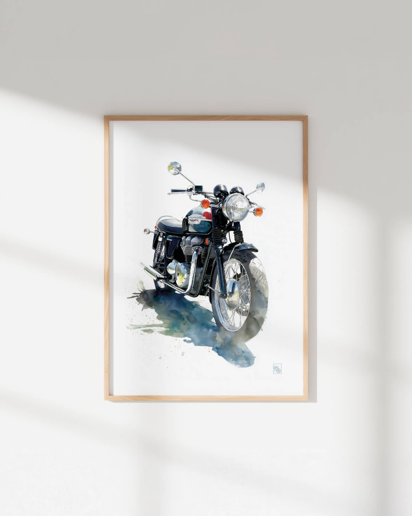 Affiche moto Triumph Bonneville aquarelle fond minimaliste