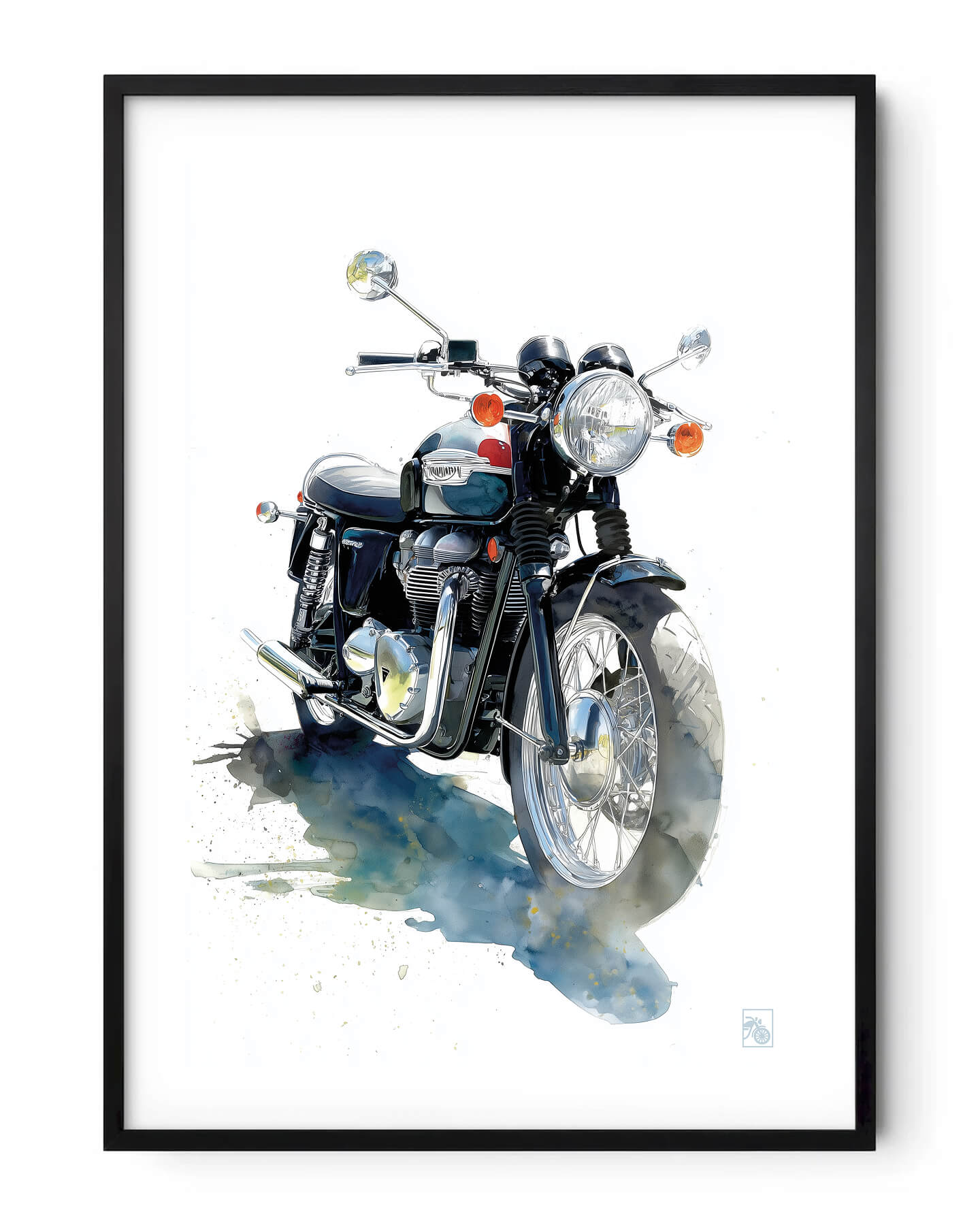 Affiche moto Triumph Bonneville aquarelle fond minimaliste