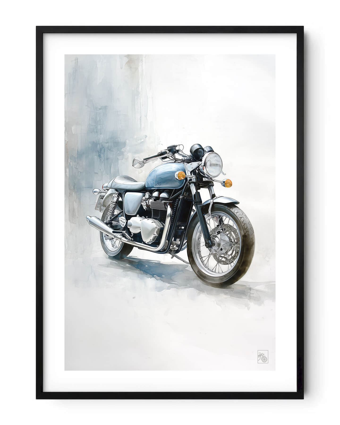 Affiche moto Triumph Thruxton 1200 aquarelle fond minimaliste