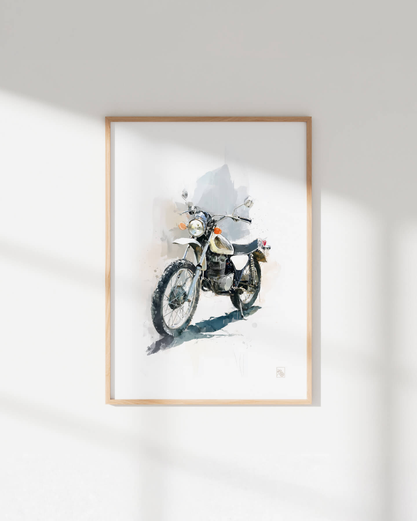 Affiche moto Yamaha XT500 aquarelle fond minimaliste