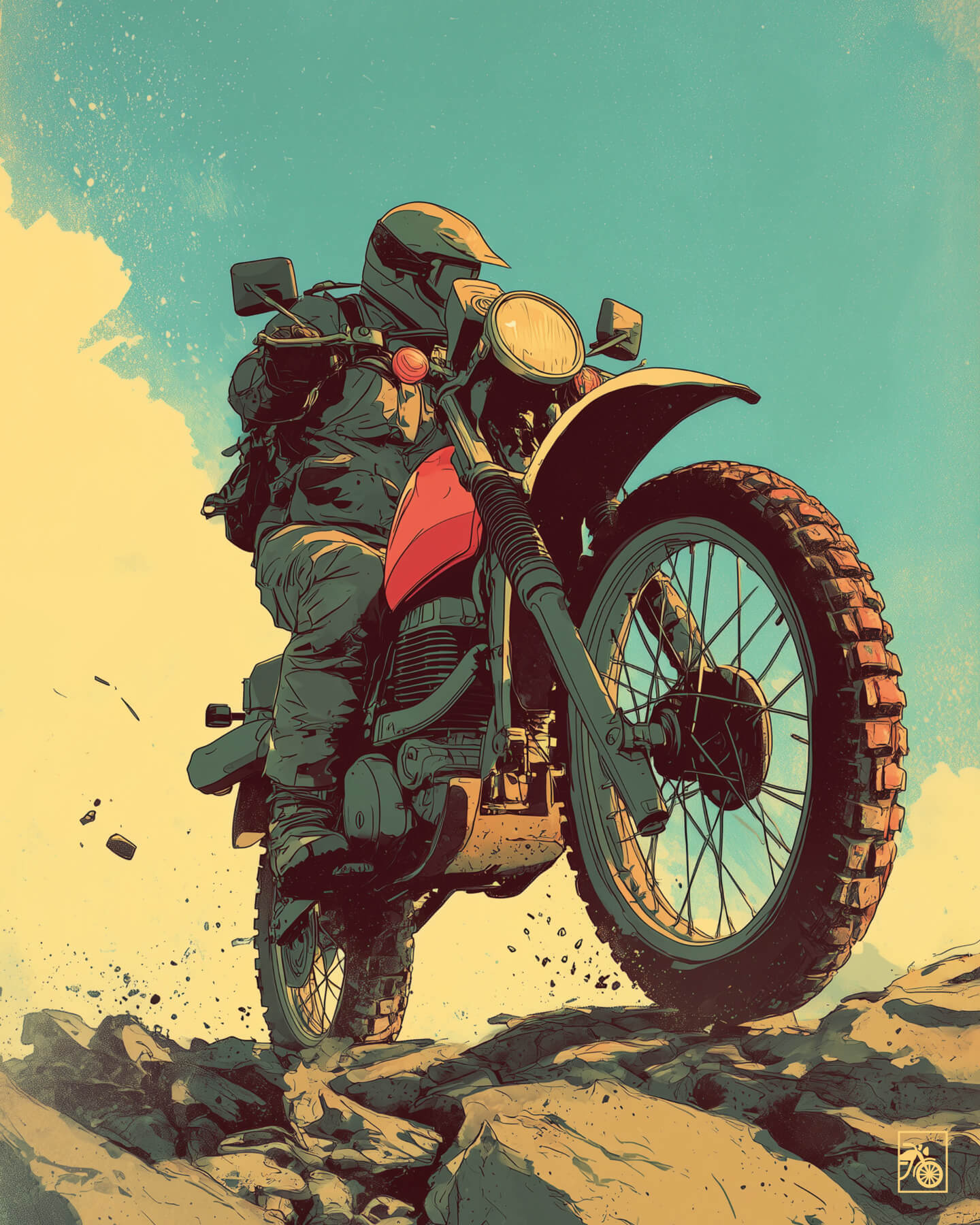 Affiche moto Yamaha XT500 affiche vintage carrière abandonnée